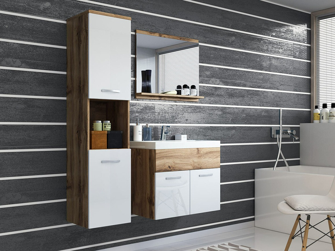 Set za kupatilo Sarasota 122 (Вотан храст + Sjajno belo)