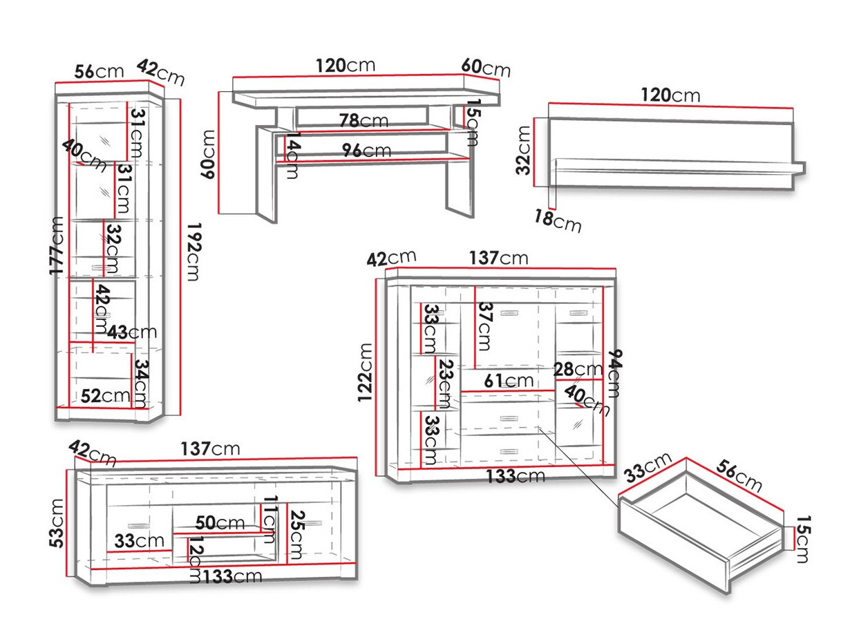 Set za dnevnu sobu Serfeno 122 (Tamni jasen)