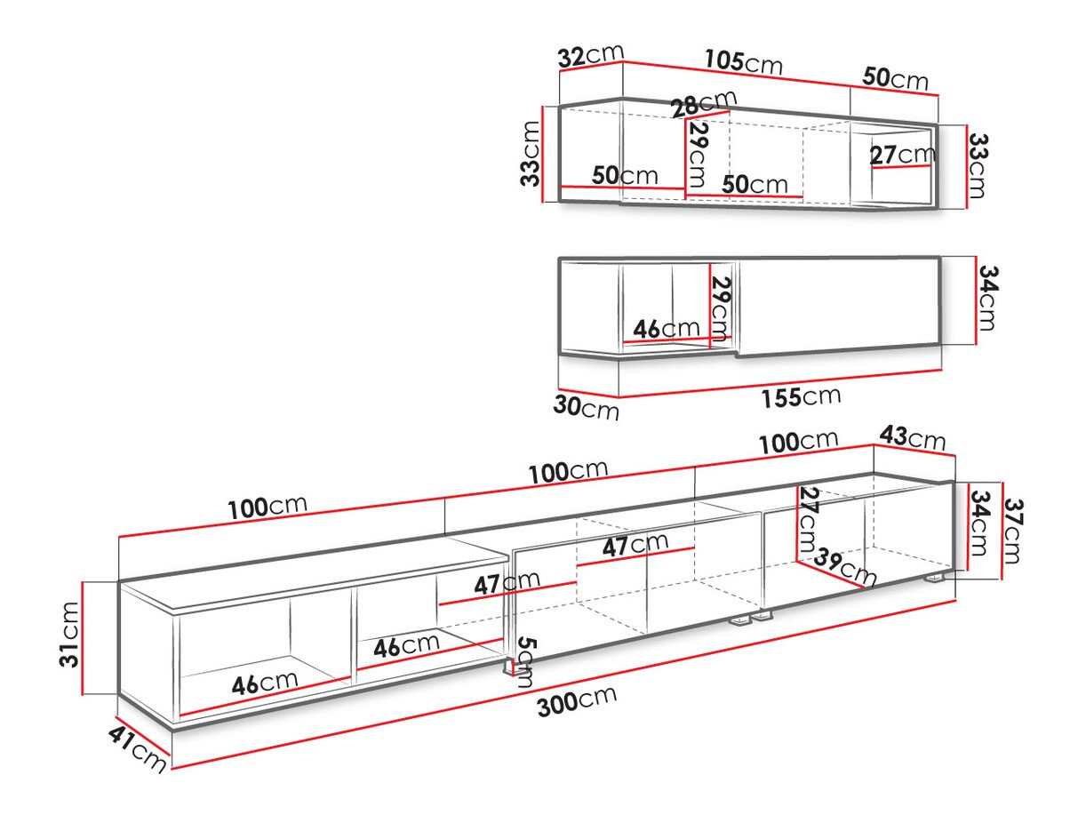 Set za dnevnu sobu Tivdalu 145 (Belo + Sjajno belo + Zlatni hrast)