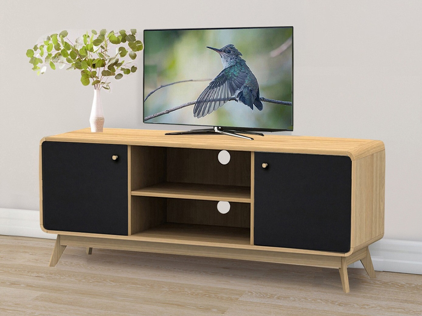 TV komoda Elbtena 107 (Hrast + Crno)