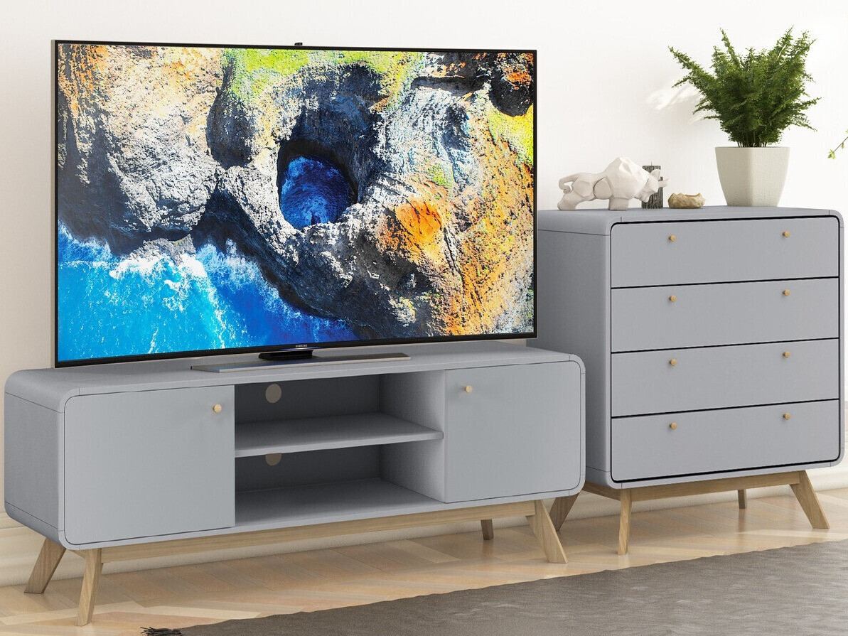 TV komoda Elbtena 107 (Sivo + Hrast)