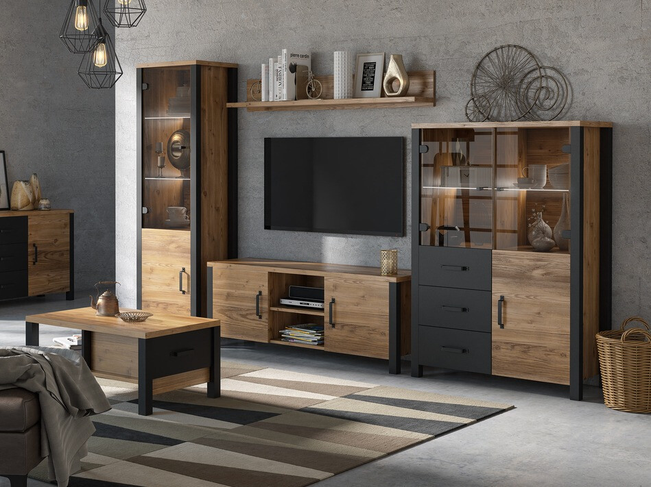 Polica Tornua 105 (Tamna smrča + Mat crna)