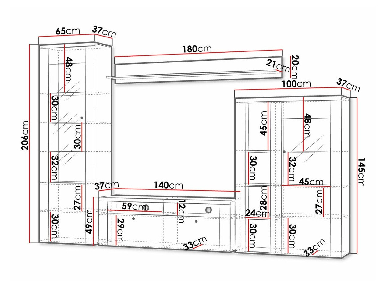 Set za dnevnu sobu Salelbo 100 (Sibu ariš + Trufel hrast)