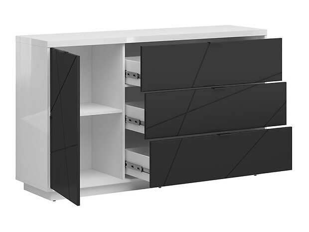Komoda Fivale 100 (Sjajno belo + Mat crna)