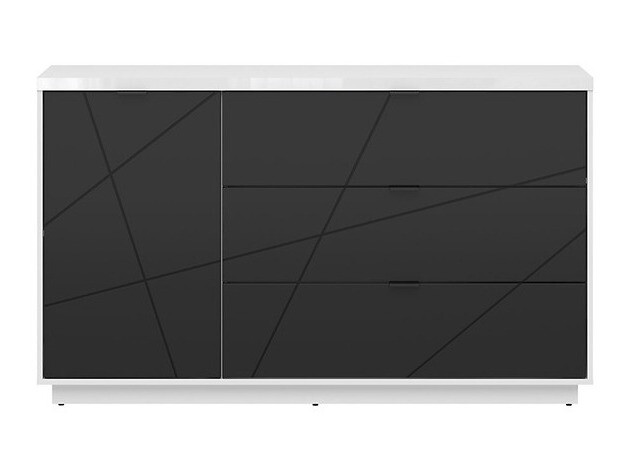 Komoda Fivale 100 (Sjajno belo + Mat crna)
