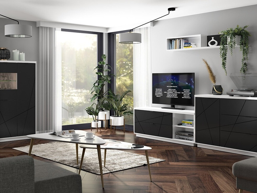 Komoda Fivale 100 (Sjajno belo + Mat crna)