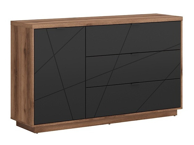 Komoda Fivale 100 (Tamni Delano hrast + Mat crna)