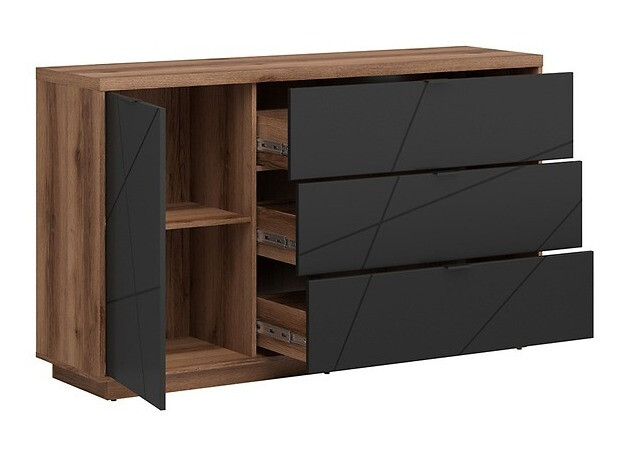 Komoda Fivale 100 (Tamni Delano hrast + Mat crna)