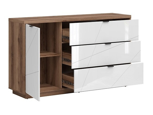Komoda Fivale 100 (Tamni Delano hrast + Sjajno belo)