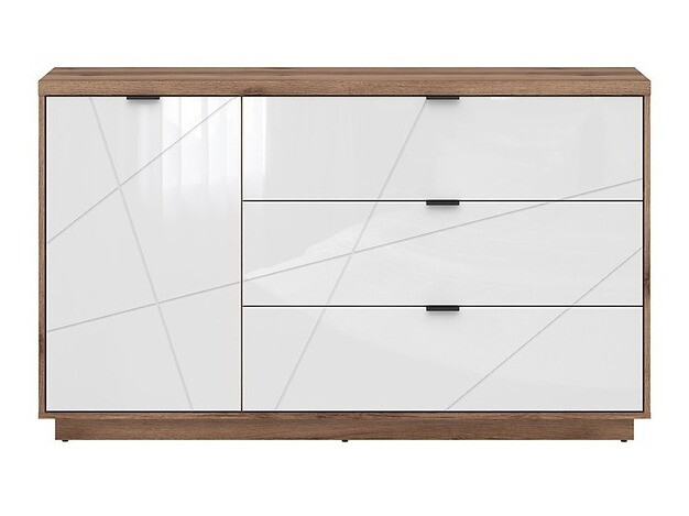 Komoda Fivale 100 (Tamni Delano hrast + Sjajno belo)