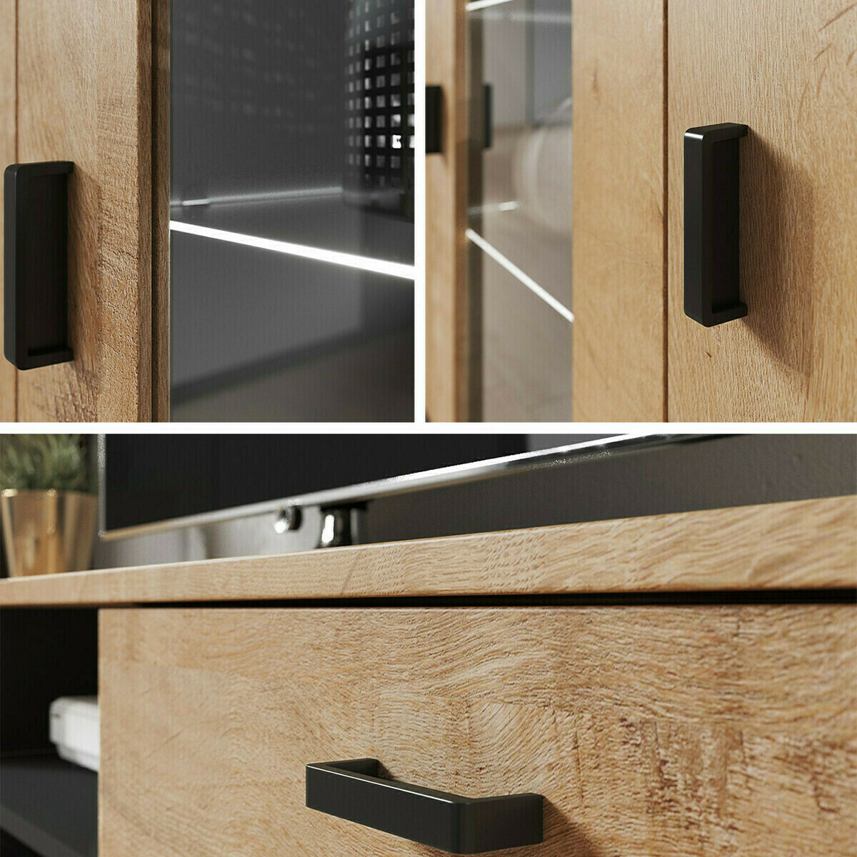 Set za dnevnu sobu Tornola 112 (Crno + Crna visoki sjaj)