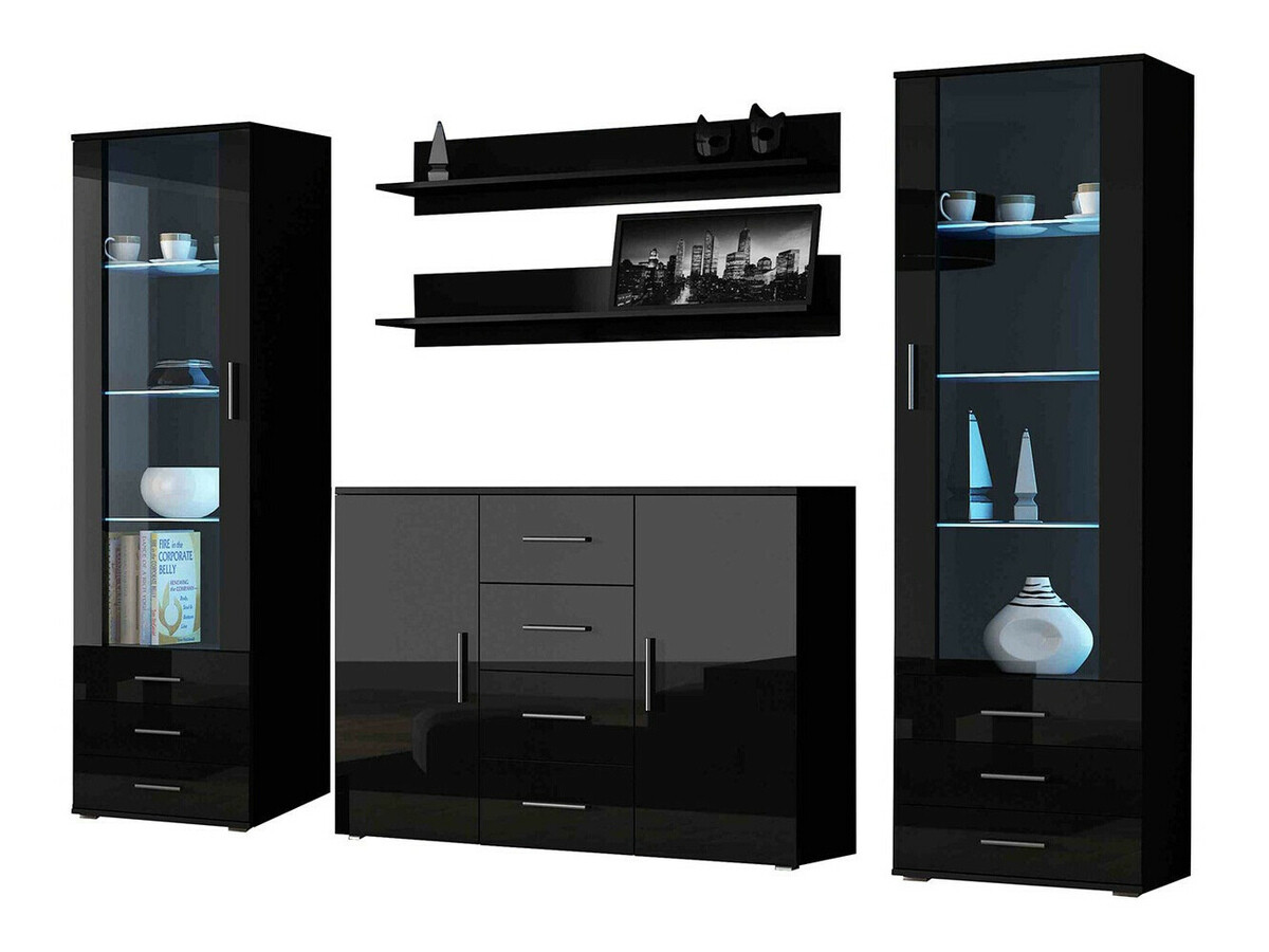 Set za dnevnu sobu Tornola 112 (Crno + Crna visoki sjaj)