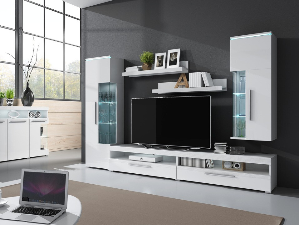 Polica Torvire 106 (Belo + Sjajno belo)