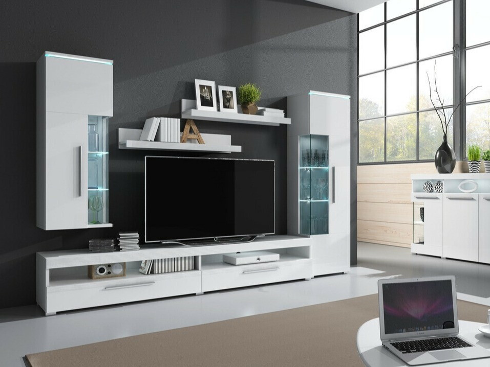 Polica Torvire 106 (Belo + Sjajno belo)