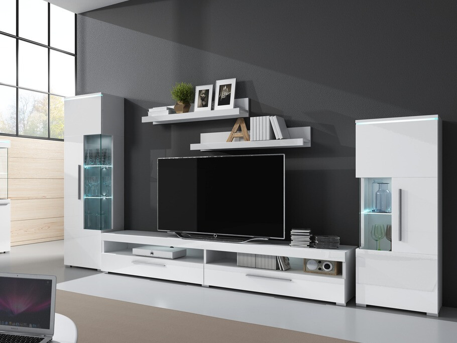 Postavljene viseće police Torvire 105 (Belo + Sjajno belo)