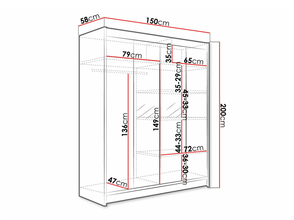 Ormar Closico 141 (Crno + Zanatski hrast)