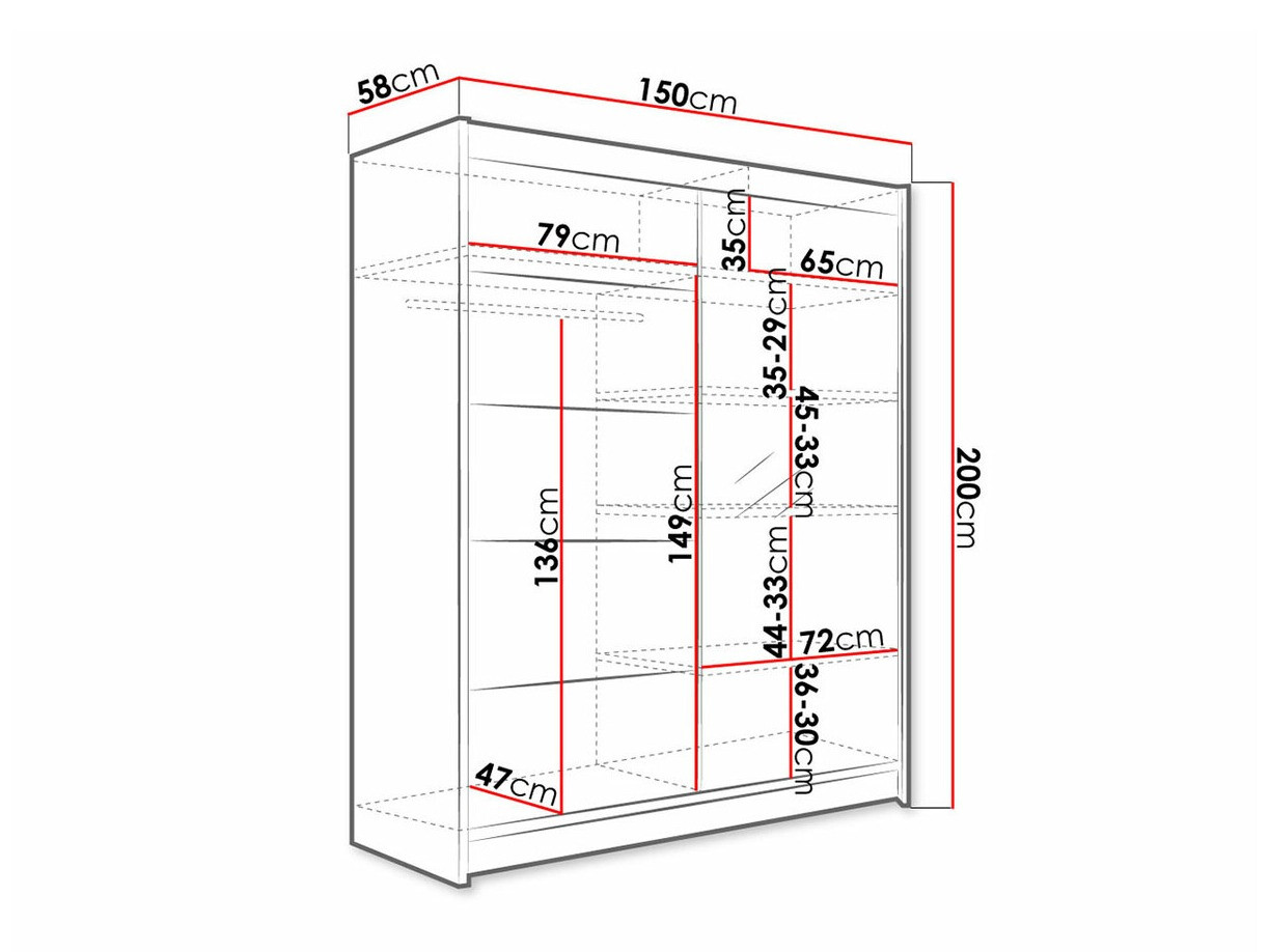 Ormar Closico 143 (Crno + Zanatski hrast)
