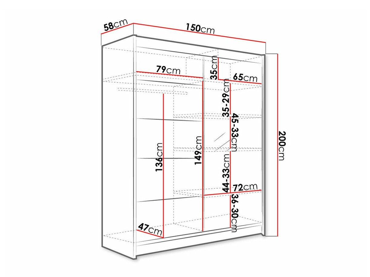 Ormar Closico 143 (Crno + Zanatski hrast)