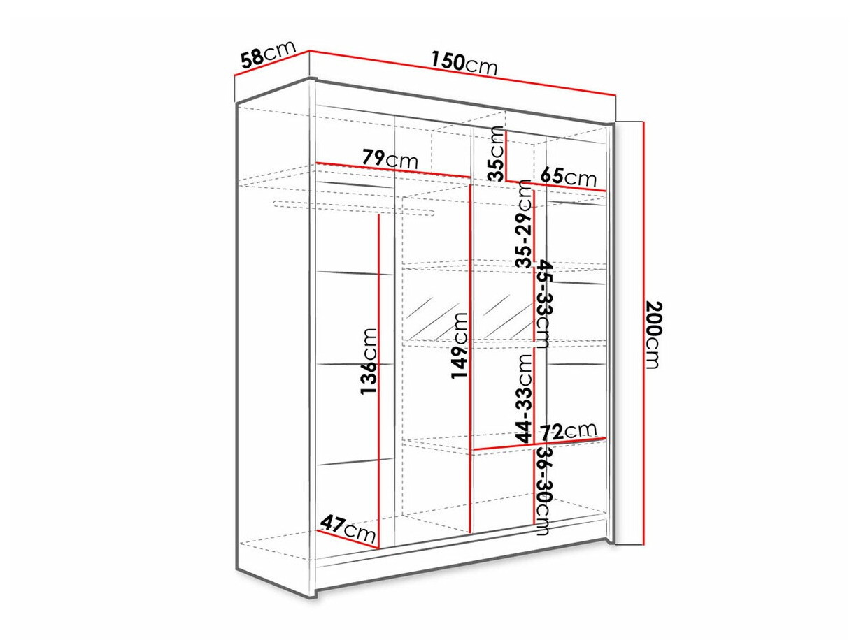 Ormar Closico 146 (Belo + Zanatski hrast)