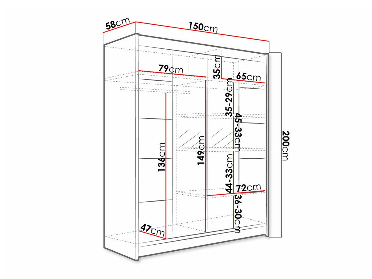 Ormar Closico 146 (Crno + Artisan hrast)