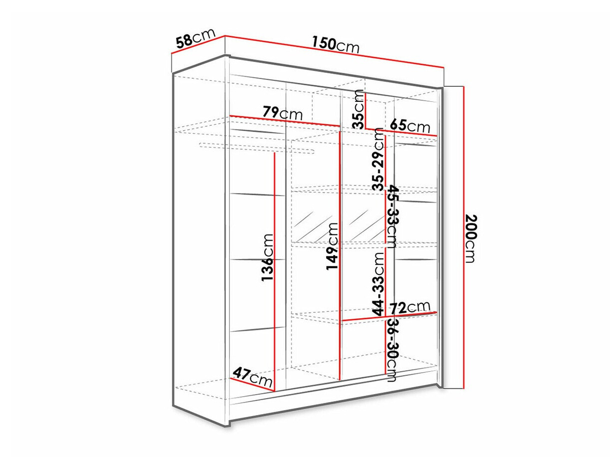 Ormar Closico 146 (Crno + Zanatski hrast)