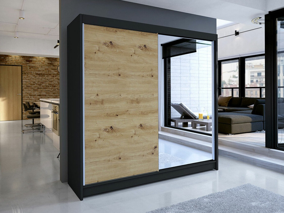 Ormar Closico Cavaris I (Crno + Artisan hrast)