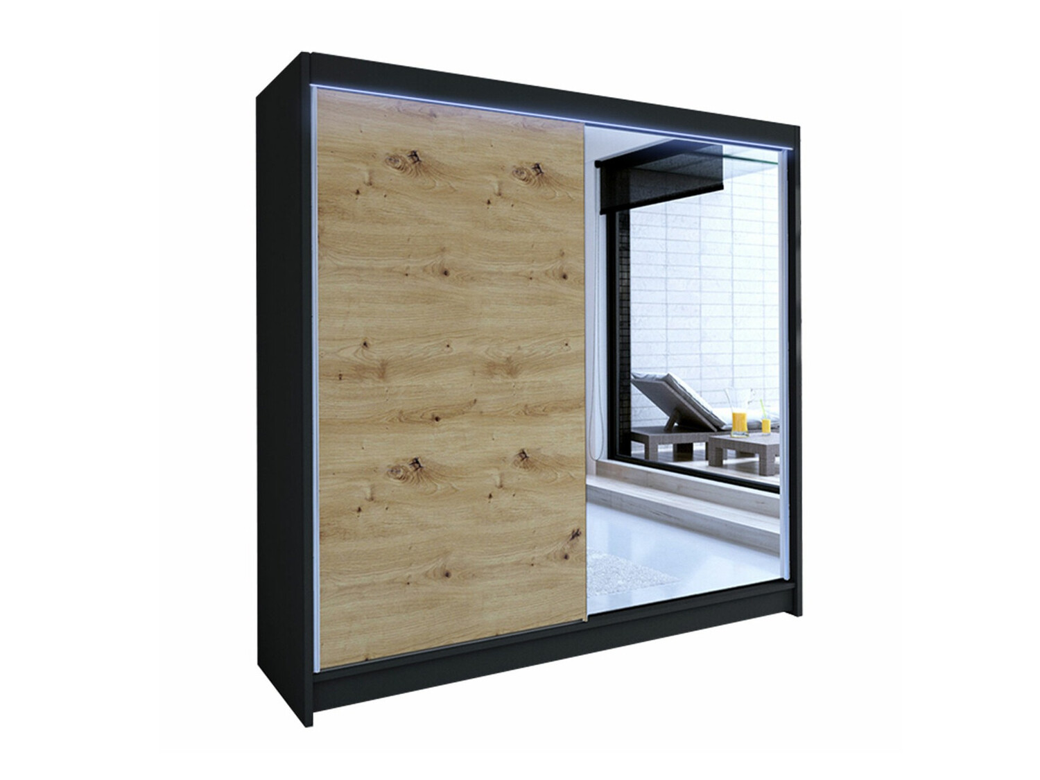 Ormar Closico Cavaris I (Crno + Artisan hrast)
