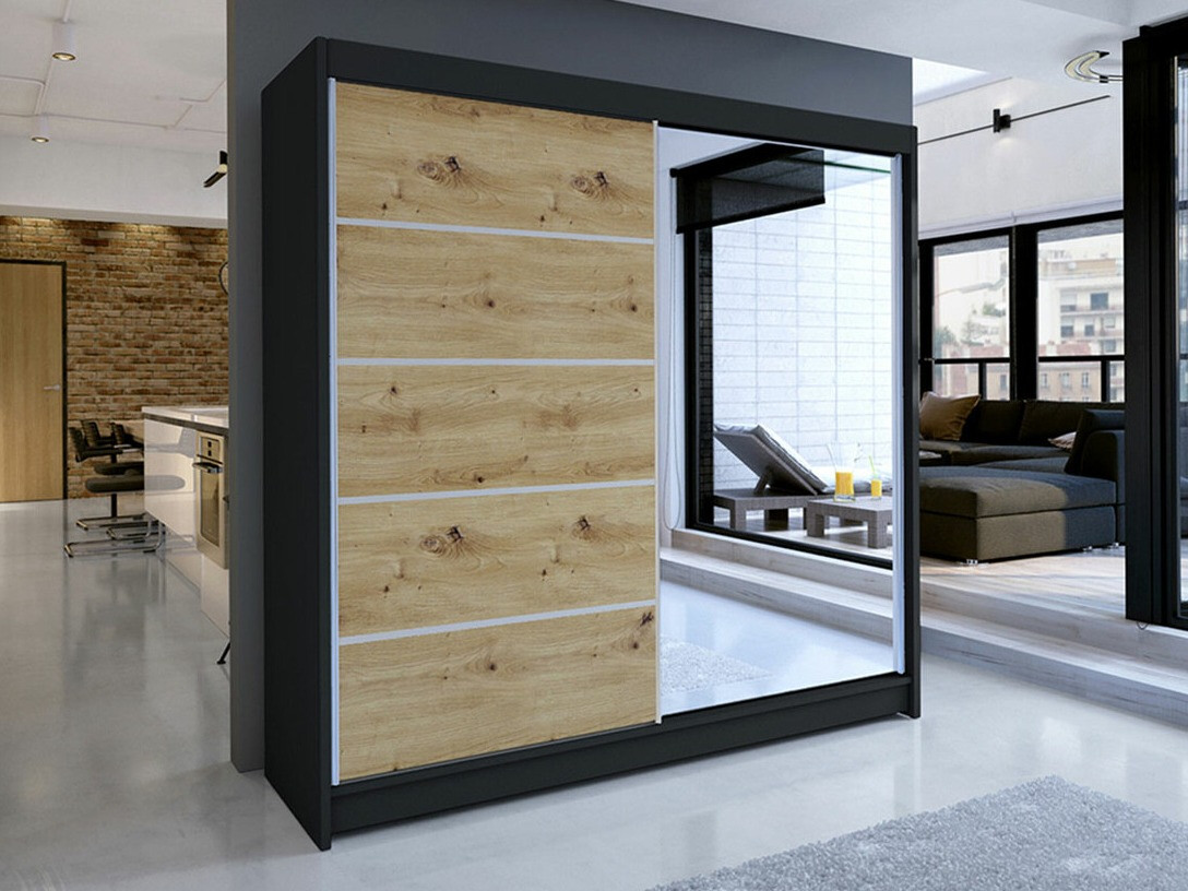 Ormar Closico Cavaris III (Crno + Artisan hrast)