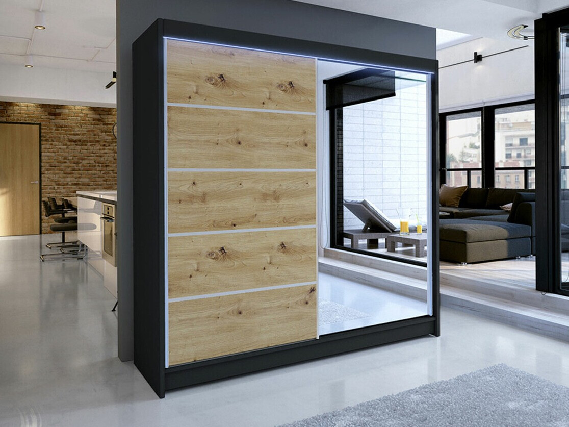 Ormar Closico Cavaris III (Crno + Artisan hrast)