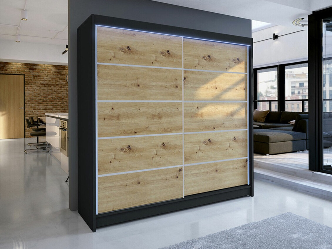 Ormar Closico Cavaris IV (Crno + Artisan hrast)