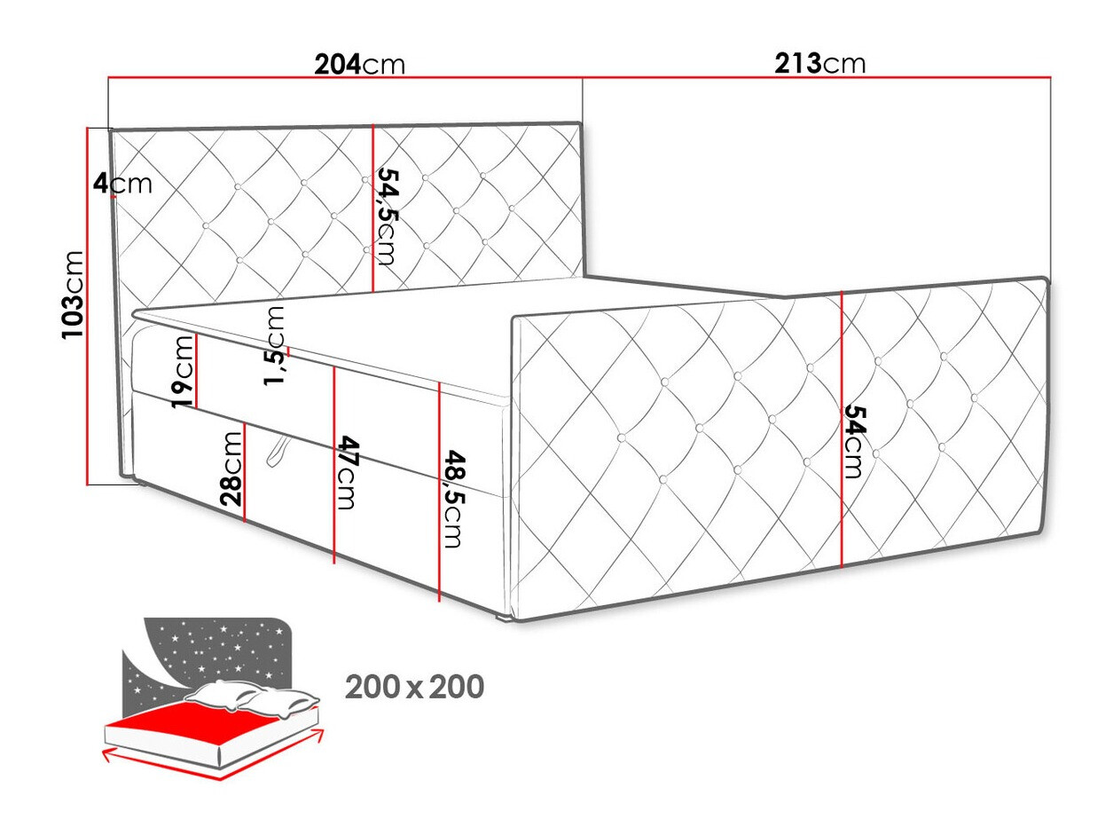 Boxspring krevet Baltimore 158 (Amor Velvet 4303)