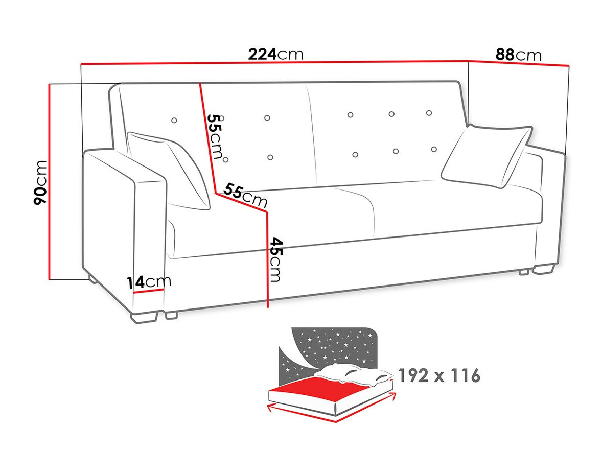 Sofa na razvlačenje Kingsport 110
