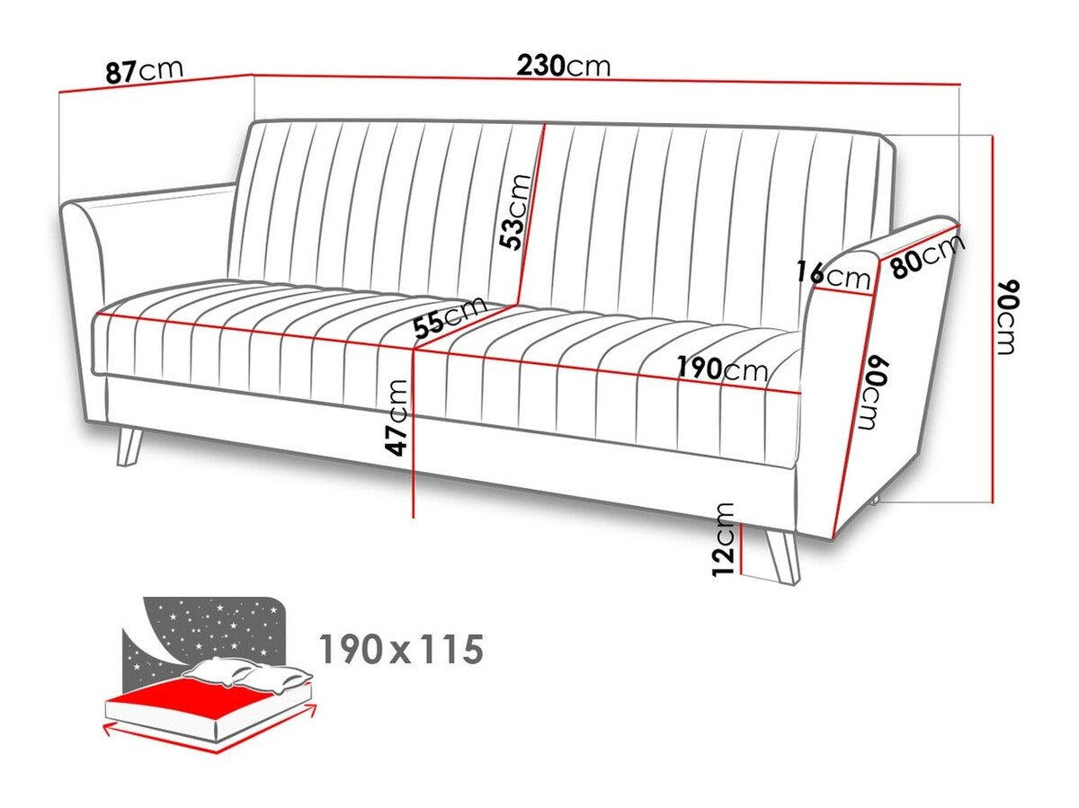 Sofa na razvlačenje Columbus 144 (Mono 236)