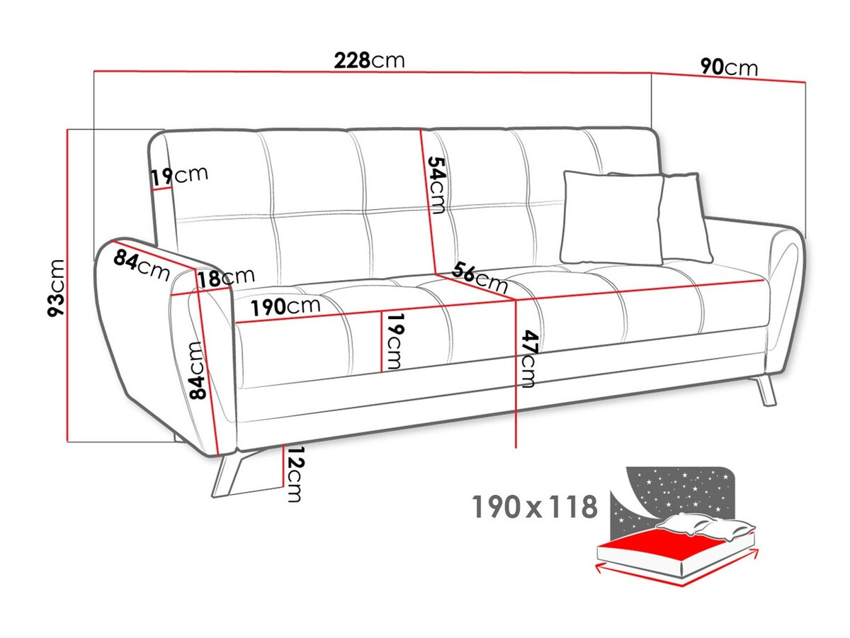 Sofa na razvlačenje Columbus 156 (Prima 15 + Crown 18)