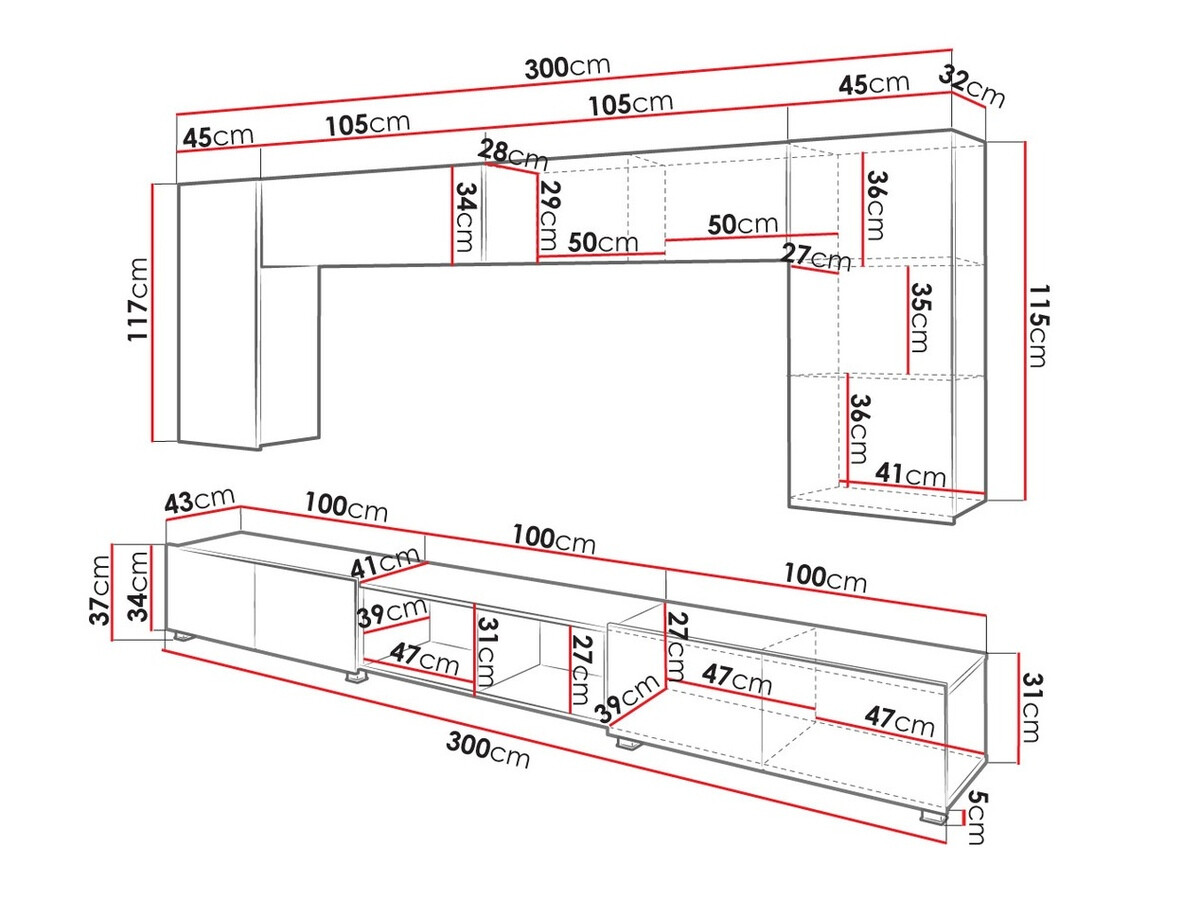 Set za dnevnu sobu Remus XXIII (Crno + Sjajno crna + Artisan hrast)