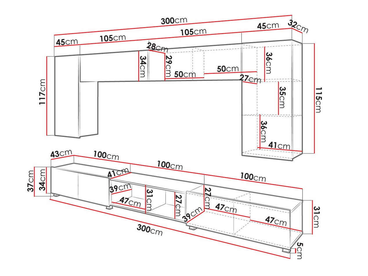Set za dnevnu sobu Tivdalu 143 (Belo + Sjajno belo + Zlatni hrast)