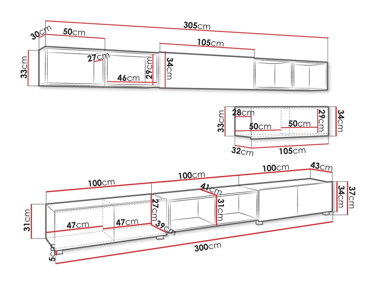 Set za dnevnu sobu Tivdalu 146 (Crno + Crna visoki sjaj + Zanatski hrast)