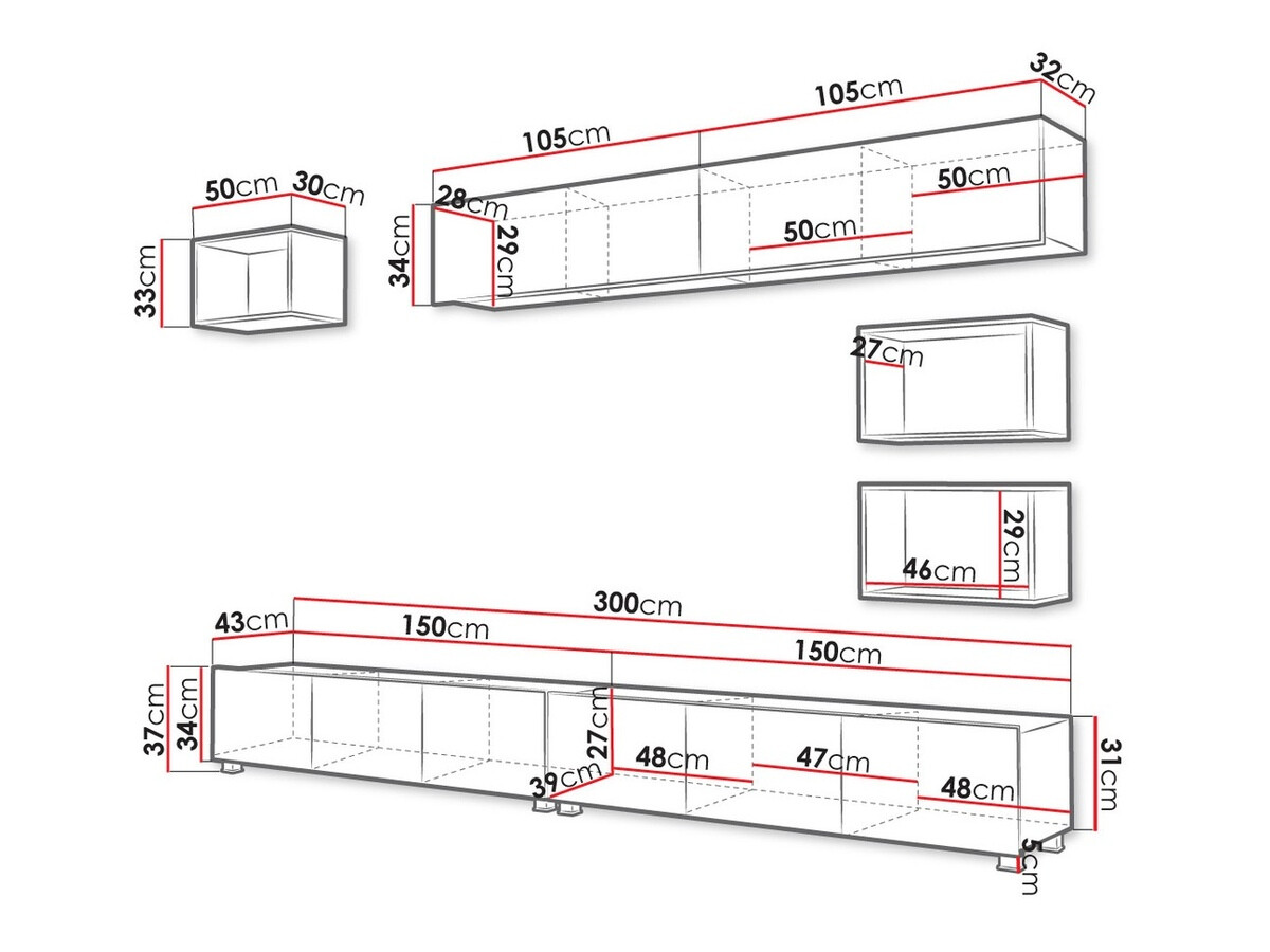 Set za dnevnu sobu Tivdalu 151 (Crno + Crna visoki sjaj + Zanatski hrast)