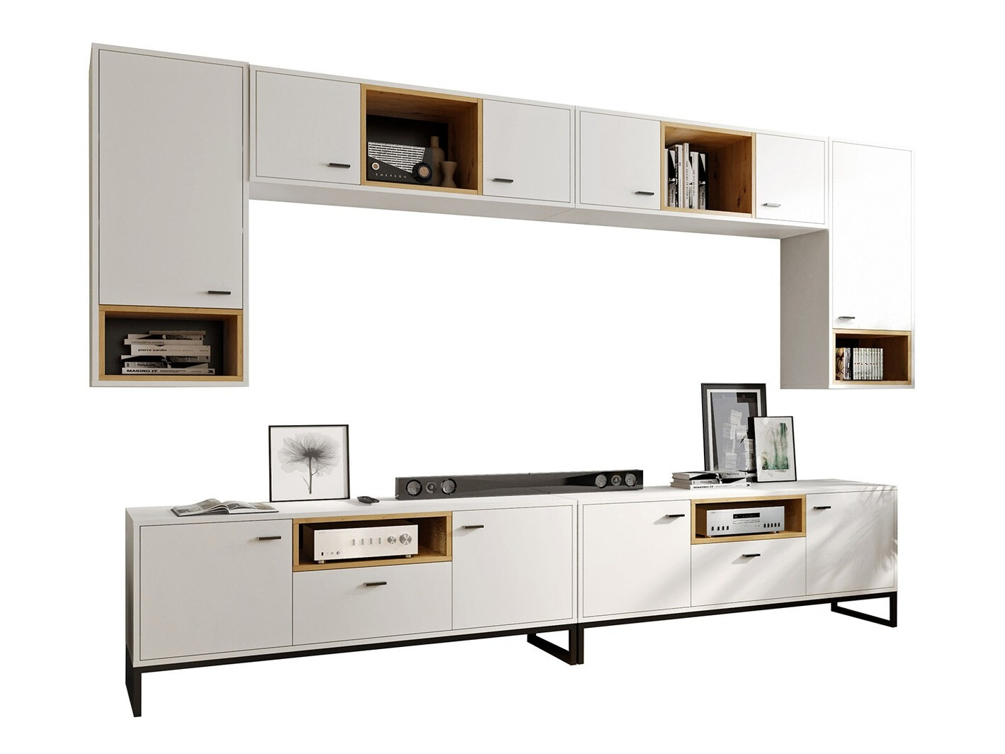 Set za dnevnu sobu Baltesi 113 (Belo + Zanatski hrast)