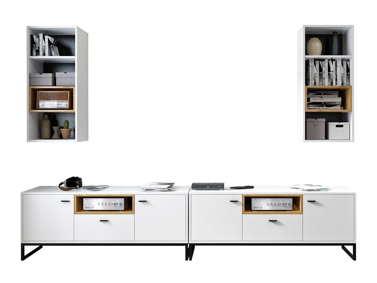 Set za dnevnu sobu Baltesi 115 (Belo + Zanatski hrast)