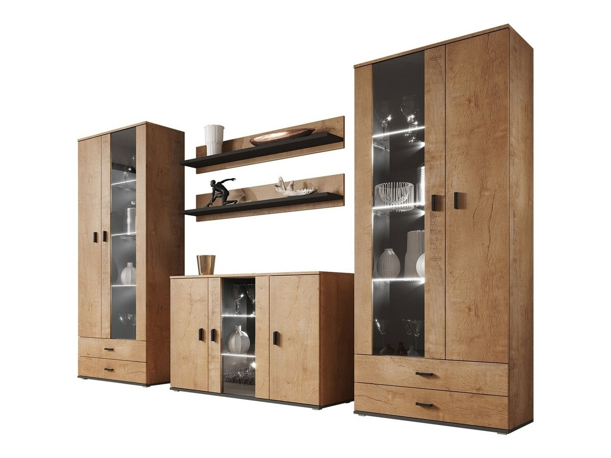 Set za dnevnu sobu Tornola 111 (Храст лефкас + Crno)