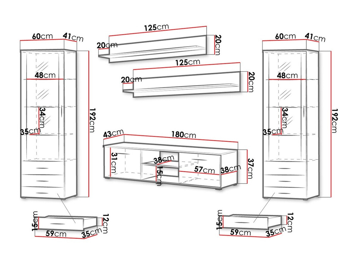 Set za dnevnu sobu Tornola 109 (Crno + Crna visoki sjaj)