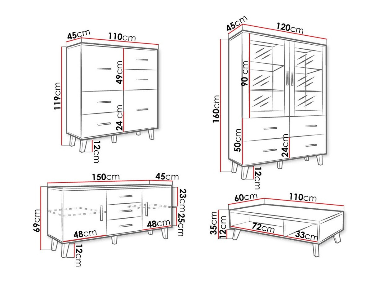 Set za dnevnu sobu Larfloi 112 (Вотан храст + Crno)