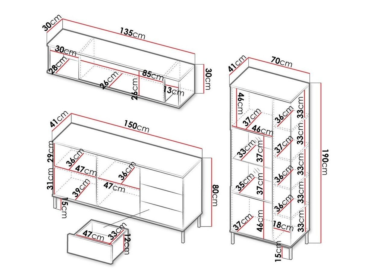 Set za dnevnu sobu Lomsore 110 (Belo)