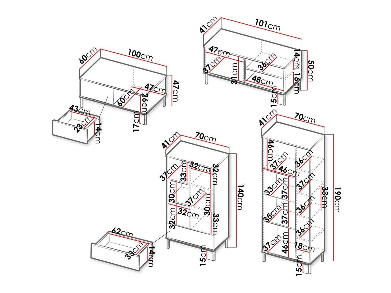 Set za dnevnu sobu Lomsore 109 (Belo)
