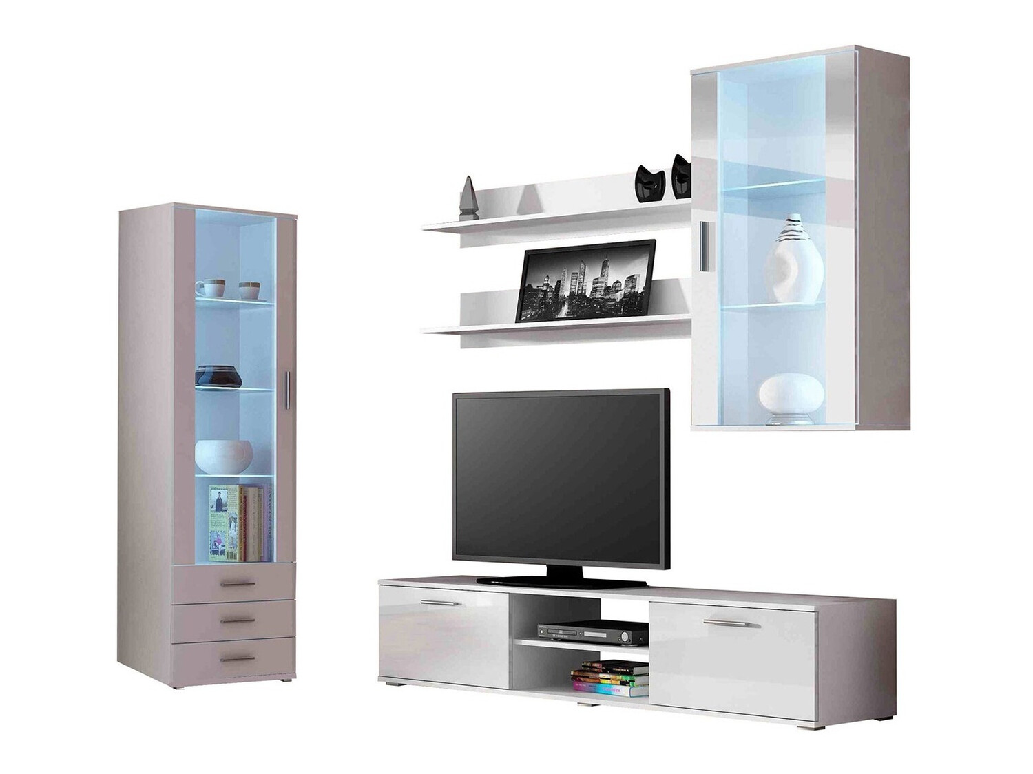 Set za dnevnu sobu Tornola 114 (Belo + Sjajno belo)