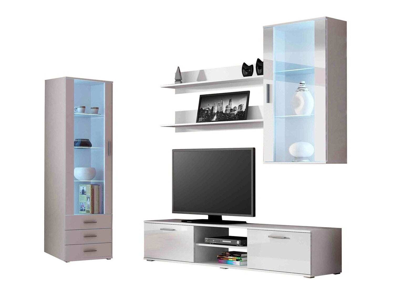 Set za dnevnu sobu Tornola 114 (Belo + Sjajno belo)