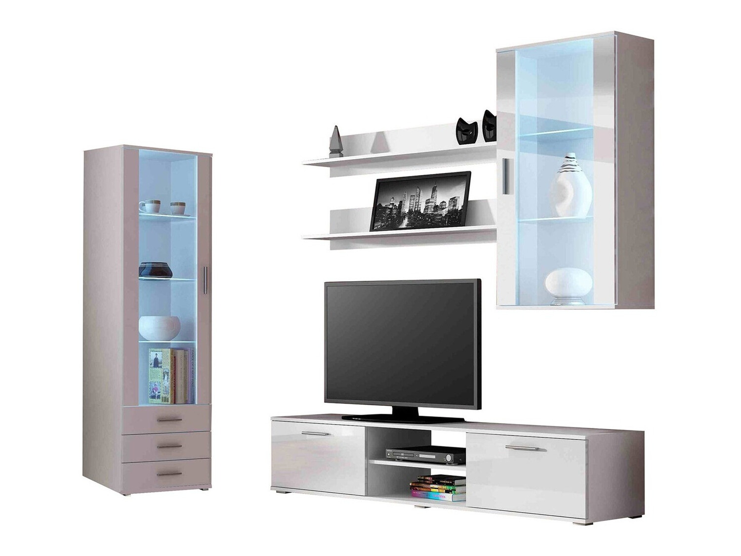 Set za dnevnu sobu Tornola 114 (Belo + Sjajno belo)