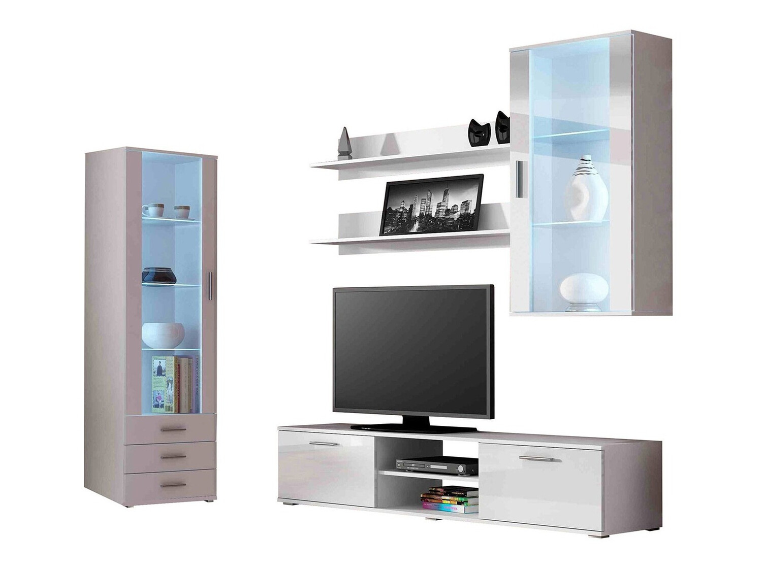 Set za dnevnu sobu Tornola 114 (Belo + Sjajno belo)