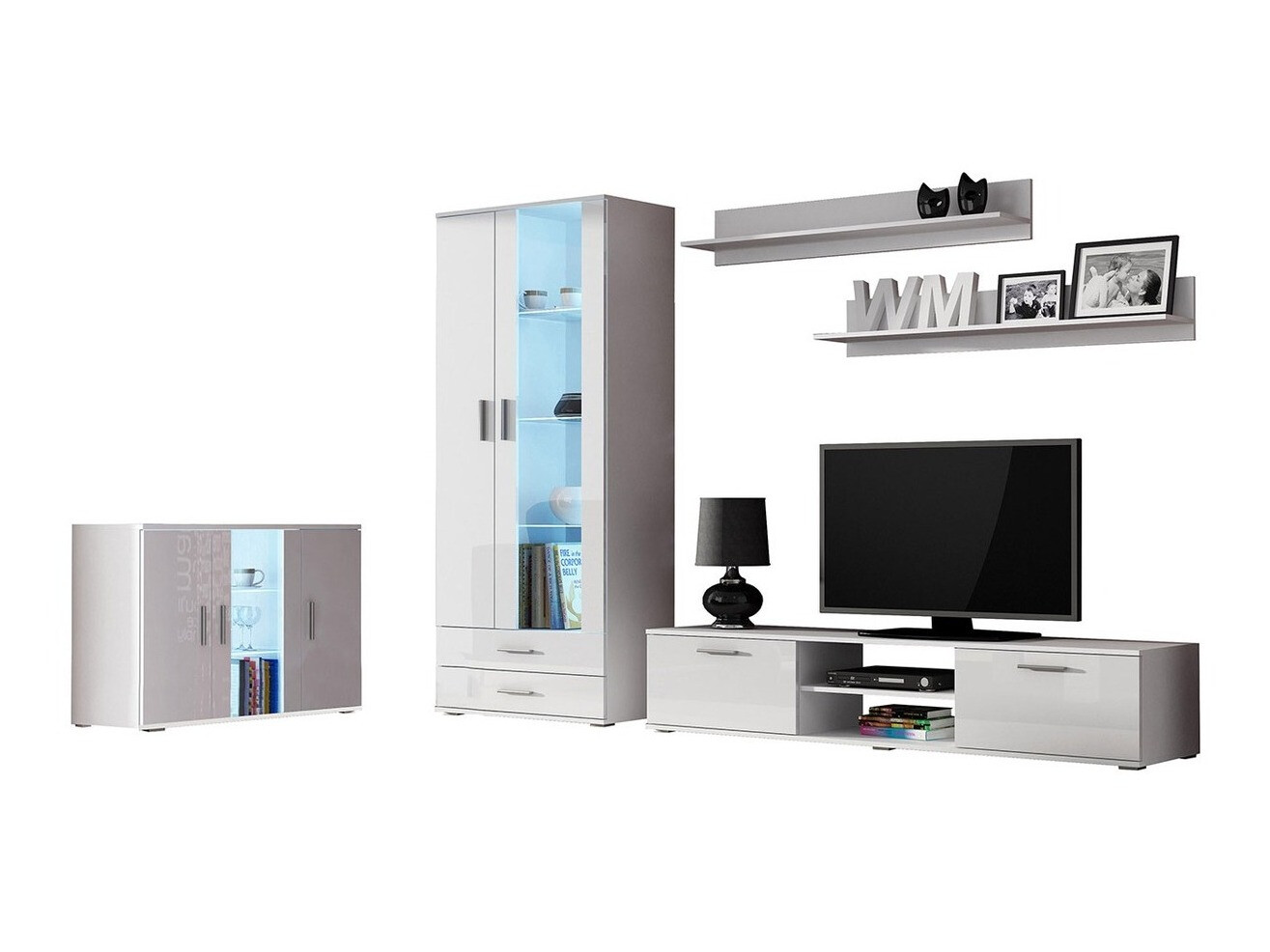 Set za dnevnu sobu Tornola 116 (Belo + Sjajno belo)